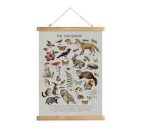 XIAOAIKA Poster animal vintage à suspendre avec cadre en bois, décoration murale de style rétro, motifs imprimés sur lin sans décoloration, prêt à accrocher (30 x 40 cm)
