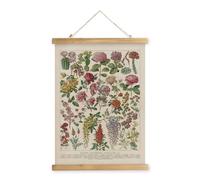 XIAOAIKA Poster Botanique des Fleurs Classiques - Affiche Vintage avec Cadre en Bois, Idéal pour Décoration de la Maison et des Espaces Verts, 40 x 58 cm