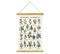 XIAOAIKA Poster de fleurs du monde botanique Impression murale HD colorée style rustique à suspendre avec cadre en bois pour salon, bureau, chambre à coucher (40 x 58 cm)