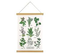 XIAOAIKA Poster d'herbes aromatiques HD - Style rustique et coloré - Décoration murale - Avec cadre en bois - Pour salon, bureau, chambre à coucher 30 x 40 cm