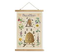 XIAOAIKA Poster Éducatif sur les Abeilles et le Miel - Guide Illustré des Plantes Mellifères avec Cadre en Bois, Décoration Murale pour Apiculteurs et Amoureux de la Nature, 30 x 40 cm