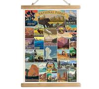 XIAOAIKA Poster Rétro des Parcs Nationaux - Affiche Illustrative des Merveilles Naturelles avec Cadre en Bois, Décoration Murale Inspirante pour les Aventuriers, 30 x 40 cm