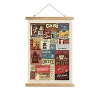 XIAOAIKA Poster Thématique Rétro - Affiche Décorative de Café avec Cadre en Bois, Idéal pour Cuisine, 30 x 40 cm