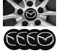 XIAOBINGFA 4 Pièces Centre de Roue Décoratifs pour Mazda 2 2015-2019, Autocollants de Cache Moyeu Roue Voiture Stickers Enjoliveurs Faciles à Installer,Black-50mm