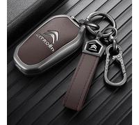 XIAOBINGFA Coque Clé de Voiture pour Citroen C4 II Picasso 2013-2016 2016-2018, Étui Porte-clés Voiture à Distance Pochette Protection Rayures et L’Usure Accessoire Clé,Brown-A