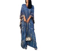 XIAOCILAO Femmes Robe de Plage Femme Longue Boheme Robe Maxi Fleur Kimono Bikini Cover-Up, Caftan Kaftan Pareos, Taille Unique