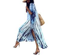 XIAOCILAO Femmes Robe de Plage Femme Longue Boheme Robe Maxi Fleur Kimono Bikini Cover-Up, Caftan Kaftan Pareos, Taille Unique