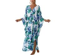 XIAOCILAO Robe Longue Caftan Boho Maillot De Bain Plage Peignoirs De Protection Femme avec Col V Kaftan Maxi Bohème Longue Grande Taille Cache Maillot de Bain Plage
