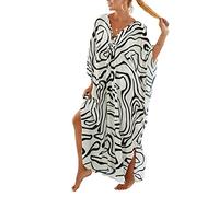 XIAOCILAO Robe Longue Caftan Boho Maillot De Bain Plage Peignoirs De Protection Robe de Plage Femme avec Col V Kaftan Maxi Bohème Longue Grande Taille Cache Maillot de Bain Plage