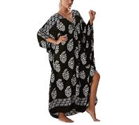 XIAOCILAO Robe Longue Caftan Boho Maillot De Bain Plage Peignoirs De Protection Robe de Plage Femme avec Col V Kaftan Maxi Bohème Longue Grande Taille Cache Maillot de Bain Plage