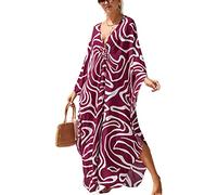 XIAOCILAO Robe Longue Caftan Boho Maillot De Bain Plage Peignoirs De Protection Robe de Plage Femme avec Col V Kaftan Maxi Bohème Longue Grande Taille Cache Maillot de Bain Plage