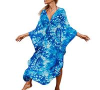XIAOCILAO Robe Longue Caftan Boho Maillot De Bain Plage Peignoirs De Protection Robe de Plage Femme avec Col V Kaftan Maxi Bohème Longue Grande Taille Cache Maillot de Bain Plage