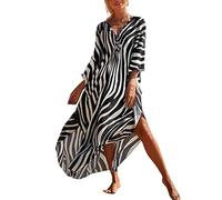 XIAOCILAO Robe Longue Caftan Boho Maillot De Bain Plage Peignoirs De Protection Robe de Plage Femme avec Col V Kaftan Maxi Bohème Longue Grande Taille Cache Maillot de Bain Plage