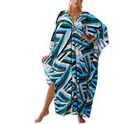 XIAOCILAO Robe Longue Caftan Boho Maillot De Bain Plage Peignoirs De Protection Robe de Plage Femme avec Col V Kaftan Maxi Bohème Longue Grande Taille Cache Maillot de Bain Plage