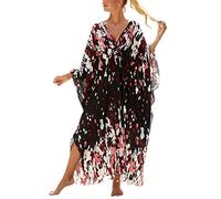 XIAOCILAO Robe Longue Caftan Boho Maillot De Bain Plage Peignoirs De Protection Robe de Plage Femme avec Col V Kaftan Maxi Bohème Longue Grande Taille Cache Maillot de Bain Plage