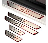 XIAOFEIDAFA 4 PièCes Protecteur De Seuil De Porte De Voiture pour Seat Ibiza 1993-2026, Inoxydable Porte De Voiture Entrer dans La Garde Plaques De Seuil,Red