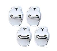 XIAOFEIDAFA 4 Pièces Protection De La Serrure De La Porte De La Voiture pour Tesla Model 3 Highland 2023-2025,Protecteur Serrure Porte en Silicone Réduction du Bruit et Protection,White