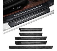 XIAOFEIDAFA 5 Pièces Protection Seuil de Porte de Voiture pour Benz E-Class 1993-Present, Carbone Fibre Film Protecteur Seuil Porte Voiture Protection Seuil de Coffre,Black