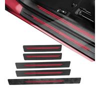 XIAOFEIDAFA 5 Pièces Protection Seuil de Porte de Voiture pour Benz S-Class2013-Present, Carbone Fibre Film Protecteur Seuil Porte Voiture Protection Seuil de Coffre,Red