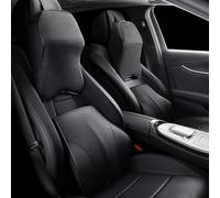 XIAOGUANGFADACAI 1 Lot Appui-tête et Coussin Lombaire pour Alfa Romeo Stelvio 2022-2025, Support de Cou Oreiller Dorsal Cuir Nappa Mousse à Mémoire de Forme Souple,Black