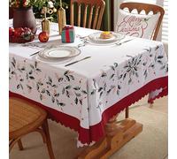 XIAOGUDONG Nappe De Noël, Nappe Rectangulaire Imprimée Numérique, Nappe en Polyester Imperméable Et Antitache, Adaptée À La Décoration De Fête De Noël/Festival/Restauration (150x300 Cm),150 * 150cm,c