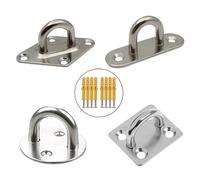 XIAOGYYE U-Type Screw, 304/316 Stainless Steel Pad Eye Plate Outdoor Sunshade Sail Door Buckle Installation Hook 1Pc M5~M10/Oval S/M6-Ss316