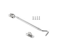 XIAOGYYE Window Catch Hook Stainless Steel Door Lock Sliding Buckle Cabin Hook Eye Latch With Screw Silver/Black Window Latch 1Pc/205Mm Sier