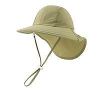 XIAOHAWANG Bébé Chapeau de Soleil Casquette Protège Nuque Enfant Fille Garçons Casquette Anti-UV Été Chapeau de Plage(Army Green, 50)