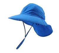 XIAOHAWANG Bébé Chapeau de Soleil Casquette Protège Nuque Enfant Fille Garçons Casquette Anti-UV Été Chapeau de Plage(Royal Blue, 54)