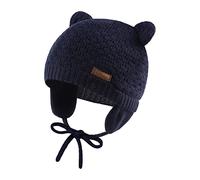 XIAOHAWANG Bébé Chapeau d'hiver Tricoté Enfant Bonnet Ours Chapeaux Fille Garçon Visage Oreille Protect (Marin, L)
