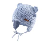 XIAOHAWANG Bébé Chapeau d'hiver Tricoté Enfant Bonnet Ours Chapeaux Fille Garçon Visage Oreille Protect (Bleu Ciel, 6-18 Months)