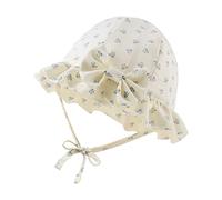 XIAOHAWANG Coton Noeud Bébé Chapeau Blanc Rose Bonnet de Fille Nouveau né Tout Petit Chapeaux D'été (48cm(6 à 12 Mois), Beige Floral)