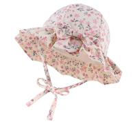 XIAOHAWANG Coton Noeud Bébé Chapeau Blanc Rose Bonnet de Fille Nouveau né Tout Petit Chapeaux D'été (46cm(3 à 6 Mois), Rose Floral)