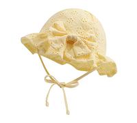 XIAOHAWANG Dentelle Noeud été Chapeau pour Bébé Fille Coton Chapeaux de Soleil Nouveau Né Nourrisson Bébé Bonnet (Jaune, 48cm(6 à 12 Mois))