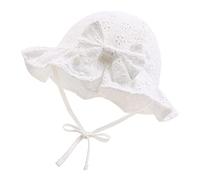 XIAOHAWANG Dentelle Noeud été Chapeau pour Bébé Fille Coton Chapeaux de Soleil Nouveau Né Nourrisson Bébé Bonnet (Blanc, 46cm(3 à 6 Mois))
