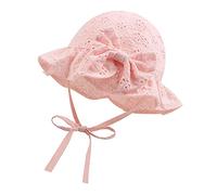 XIAOHAWANG Dentelle Noeud été Chapeau pour Bébé Fille Coton Chapeaux de Soleil Nouveau Né Nourrisson Bébé Bonnet (Rose, 44cm(0 à 3 Mois))