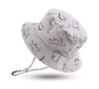 XIAOHAWANG Dinosaure Bébé Chapeau de Soleil pour Enfant Fille Garçons été Bonnet Anti-UV Bébé Chapeaux Bob (Gris Dinosaure, 48CM(6 à 12 Mois))