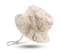 XIAOHAWANG Dinosaure Bébé Chapeau de Soleil pour Enfant Fille Garçons été Bonnet Anti-UV Bébé Chapeaux Bob(Kaki Dinosaure, 50CM(1 à 2 an))