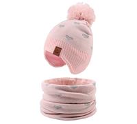 XIAOHAWANG Dinosaure Bébé Chapeau Écharpe Ensemble Chapeaux d'hiver pour Enfant Garçon Fille Bonnet de Chaud Automne 0 à 7 Ans (Rose Coeur(Chapeau+écharpe), 2 à 4 Ans)