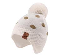XIAOHAWANG Dinosaure Bébé Chapeau Écharpe Ensemble Chapeaux d'hiver pour Enfant Garçon Fille Bonnet de Chaud Automne 0 à 7 Ans(Beige Polka Chapeau,9 à 24 Mois)