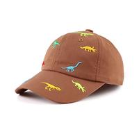 XIAOHAWANG Dinosaure Enfant Casqette Coton Chapeau de Baseball pour Bébé Fille Garçon Chapeaux de Soleil 0-6Ans (Marron Dinosaure,52cm)