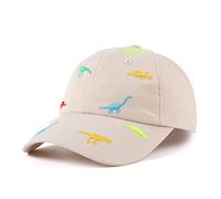 XIAOHAWANG Dinosaure Enfant Casqette Coton Chapeau de Baseball pour Bébé Fille Garçon Chapeaux de Soleil 0-6Ans (Beige Dinosaure-B,48cm)