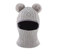 XIAOHAWANG Fille Garçon Cagoule Bonnet Écharpe Ensamble Chaud Bébé Enfant Hiver Chapeaux Pompon Tricoté Chapeau 1 à 10 Ans(Gris, S)