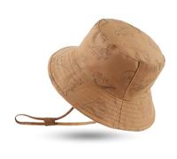 XIAOHAWANG Large Bord Chapeau de Soleil Bébé Enfant Bonnet d’été pour Garçon Fille Anti-UV Casquette Réglable(Caramel Dinosaure, 46CM(3 à 6 Mois))