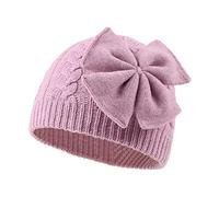 XIAOHAWANG Nœud Bébé Hiver Bonnet Fille Rose Blanc Gris Chapeau Enfant Tricoté Chapeaux Oreillette 0 à 6 Ans (Violet, L)
