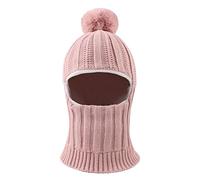 XIAOHAWANG Tricoté Dinosaure Bébé Cagoule Hiver Bonnet Pompon Enfant Fille Garçon Chapeau Écharpe avec Oreilles Neige Cou Plus Chaud 1 à 10 Ans (Skin Pink, 6 à 36 Mois)