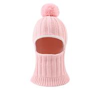 XIAOHAWANG Tricoté Dinosaure Bébé Cagoule Hiver Bonnet Pompon Enfant Fille Garçon Chapeau Écharpe avec Oreilles Neige Cou Plus Chaud 1 à 10 Ans (Baby Pink, 6 à 36 Mois)
