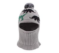 XIAOHAWANG Tricoté Dinosaure Bébé Cagoule Hiver Bonnet Pompon Enfant Fille Garçon Chapeau Écharpe avec Oreilles Neige Cou Plus Chaud 1 à 10 Ans (Gris Dinosaure, 3 à 10 Ans)