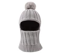 XIAOHAWANG Tricoté Dinosaure Bébé Cagoule Hiver Bonnet Pompon Enfant Fille Garçon Chapeau Écharpe avec Oreilles Neige Cou Plus Chaud 1 à 10 Ans(Gray, 6 à 36 Mois)