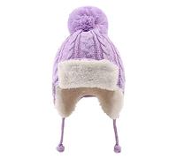XIAOHAWANG Tricoté Hiver Bébé Bonnet Mignon Fille Garçon Chapeau Chaud Oreillette Enfant Bonnets 0-5ans (Pourpre, 0 à 6 Mois)